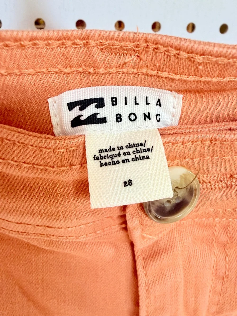 Billabong Free Fall Wide Leg Pants Ginger Orange 28 Raw Hem Cropped Twill